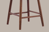 Close-up of the Rasiglia tapered walnut legs, the box of four round rails and the white glides