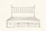 Pencil drawing of the Ravenna spindle bed traced from the front view