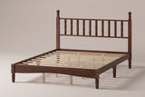 Ravenna wood spindle bed in Walnut, three-quarter view on a warm off-white studio backdrop