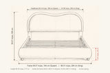 Recanati bed dimensions: frame 64.57 in wide (Queen) or 80.31 in (King), headboard 66.14 or 81.89 in, 39.37 in high
