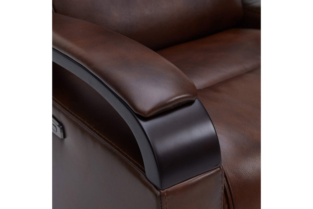 Valencia Laisha Top Grain Leather Power Swivel Glider Recliner Chair, Dark Brown