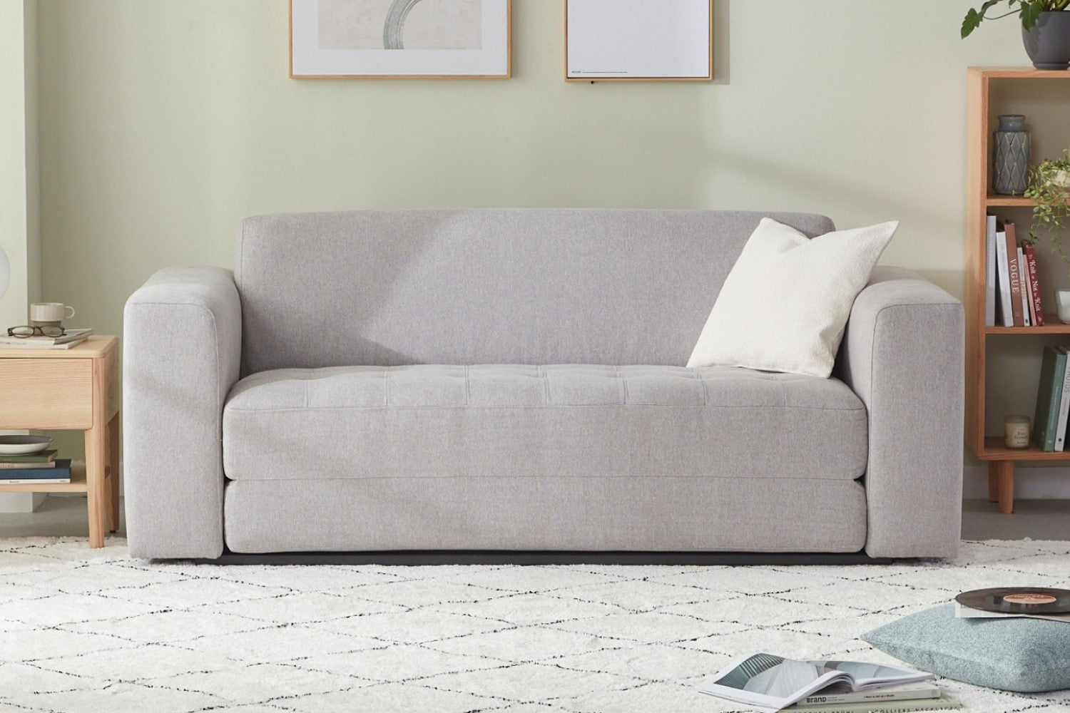 Valencia Rosalinda Fabric 3-Seater Queen Sofa-Bed, Light Grey