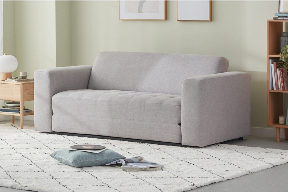 Valencia Rosalinda Fabric 3-Seater Queen Sofa-Bed, Light Grey