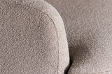 Close-up of the Ripatransone arm in Beige: the back rounding over into the arm in a soft, nubby textured fabric