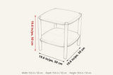 Rivello side table dimensions on a pencil sketch: 19.6 in wide, 19.6 in deep, 19.6 in high