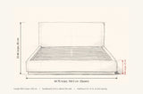 Roccascalegna bed dimensions: Queen 64.76 in wide, 33.46 in high, rails 9.84 in high, 86.6 in long