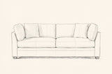Pencil drawing of the Rovigo sofa traced from the front view