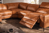 Esther Distressed Italian Aniline Leather Corner Recliner Sectional Sofa