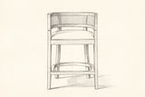 Pencil drawing of the Sabaudia counter stool, front view