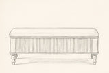 Pencil drawing of the Salerno storage bench traced from the front view
