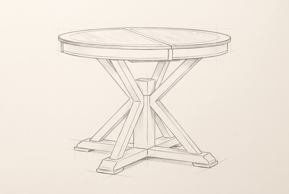 Pencil drawing of the Saluzzo table, front view