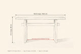 Sanremo console table dimensions: 59.25 in long, 31.5 in high, 15.75 in deep, 35.9 in between the legs