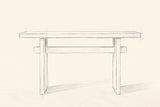 Pencil drawing of the Sanremo console table traced from the front view