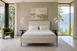 Front view of the Sarnano bed in a bedroom in a Caulfeild cliff house in West Vancouver