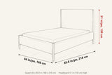Sarnano dimensions on a pencil sketch of the bed: Queen 66 in wide, 85.8 in long, headboard 51 in high