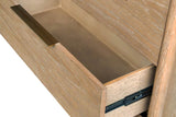 Close-up of a Sarnano drawer pulled out: the oak drawer box