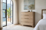 Sarnano chest in Sand in a bedroom of a lakeside villa at Tremezzo, with Venetian plaster walls
