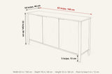 Sarnano dimensions on a pencil sketch of the sideboard: 63 in wide, 18 in deep, 33 in high, 5 in from the floor to the base