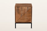 Sarteano nightstand in Pecan, front view on a warm white studio backdrop: vertical flutes at the upper left