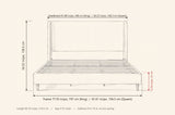 Sarzana bed dimensions: headboard 81.88 in wide (King) or 66.25 in (Queen), frame 77.55 or 61.61 in, 54.52 in high