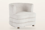 Sauze stacked-roll velvet accent chair in beige, three-quarter view on a warm white studio backdrop