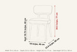 Savoca dimensions on a pencil sketch of the chair: 30.5 in high, 18 in wide, 23.6 in deep, seat height 18.75 in