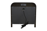 Saylor dark walnut nightstand, back view showing the charging station and power cord