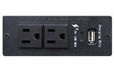 Saylor nightstand charging panel with two AC outlets, a USB-C port and a USB-A port