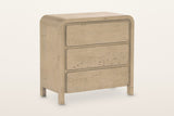Scheggino reclaimed pine chest in Brown, three-quarter view on a warm white studio backdrop: a waterfall top