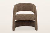 Sefro accent chair in Chocolate, straight front view on a warm white studio backdrop