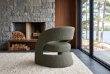 Sefro accent chair in Green seen from the side and back in an Algonquin Highlands lake house