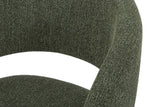 Close-up of the Sefro back band in Green, the crescent opening over the seat and the flecked polyester weave