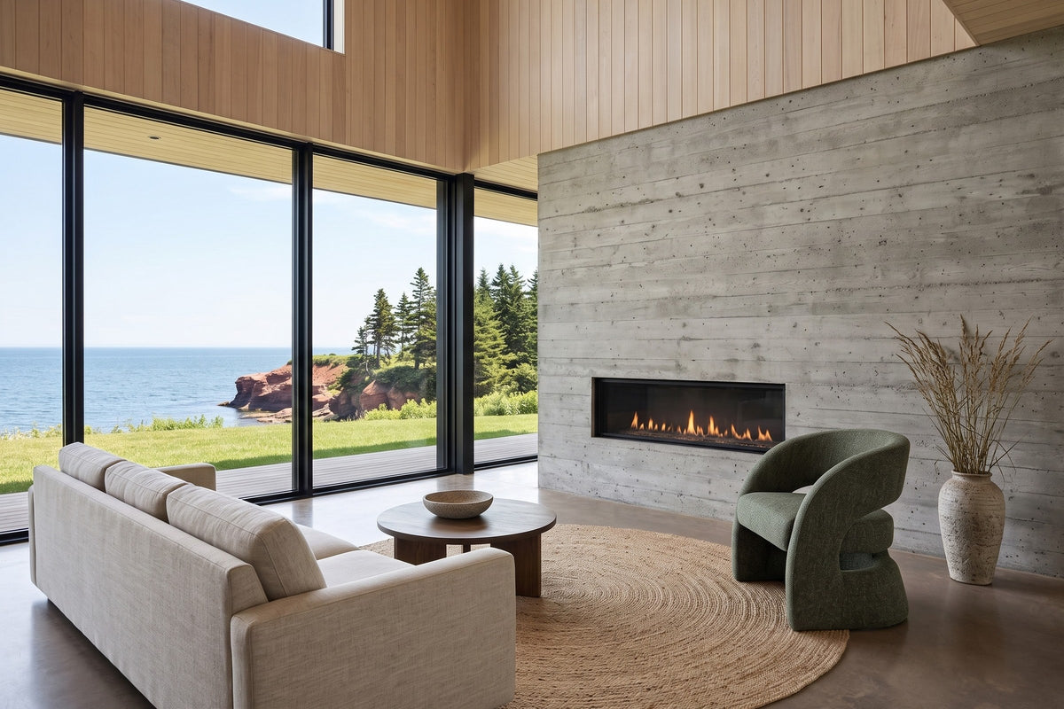 Sefro accent chair in Green in a cliff house in Inverness, Cape Breton
