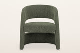 Sefro accent chair in Green, straight front view on a warm white studio backdrop: the back band