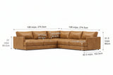 Serena corner Sectional in distressed Italian aniline leather
