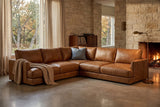 Serena corner Sectional in distressed Italian aniline leather