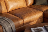 Serena corner Sectional in distressed Italian aniline leather