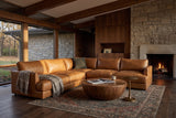Serena corner Sectional in distressed Italian aniline leather