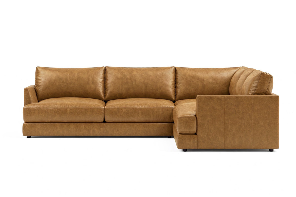 Serena corner Sectional in distressed Italian aniline leather