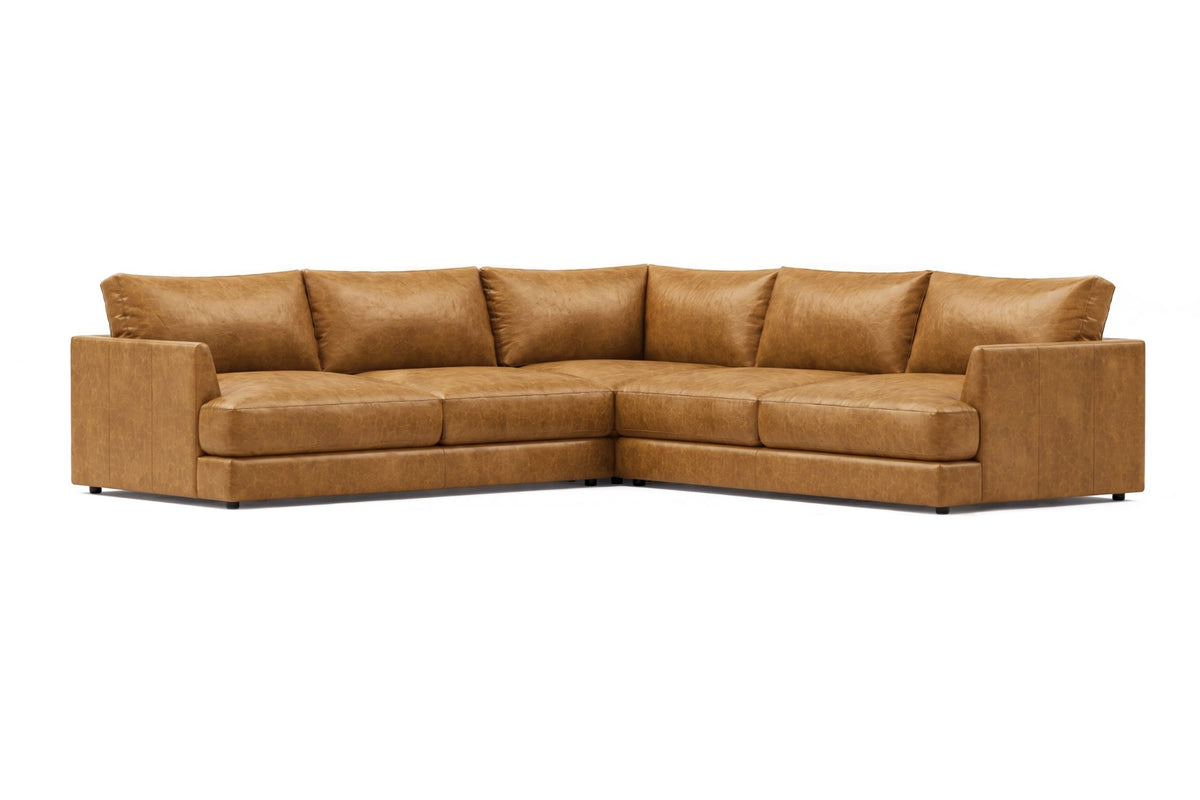Serena corner Sectional in distressed Italian aniline leather