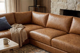 Serena chaise Sectional in distressed Italian aniline leather