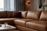 Serena chaise Sectional in distressed Italian aniline leather