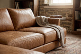 Serena chaise Sectional in distressed Italian aniline leather