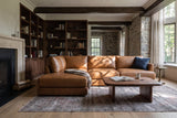Serena chaise Sectional in distressed Italian aniline leather