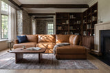 Serena chaise Sectional in distressed Italian aniline leather