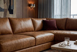 Serena chaise Sectional in distressed Italian aniline leather