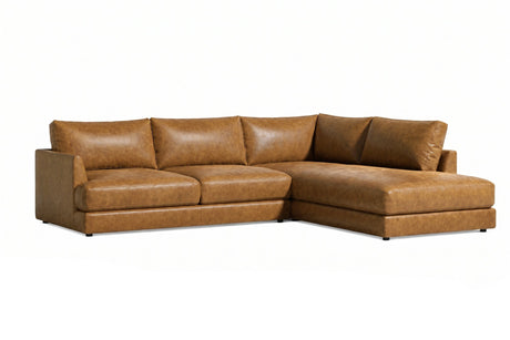 Serena Distressed Leather Sectional Sofa