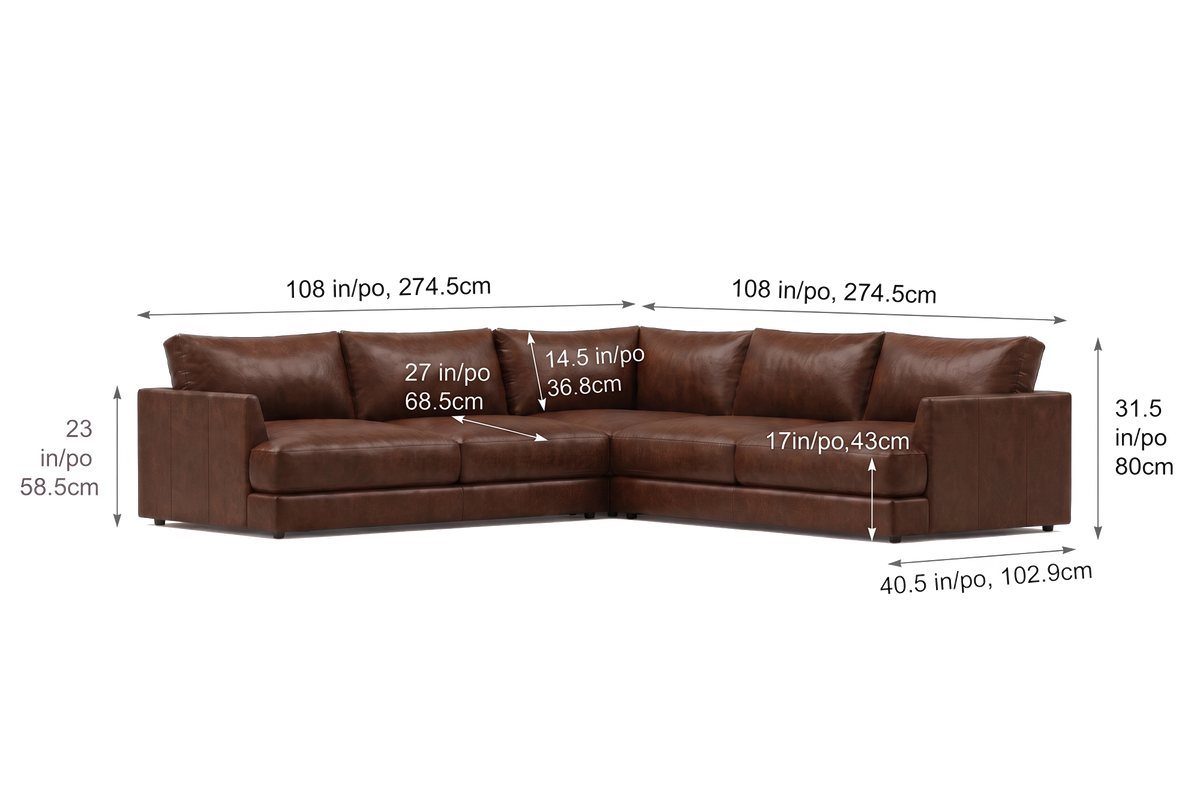 Serena Distressed Leather Corner Sectional Sofa