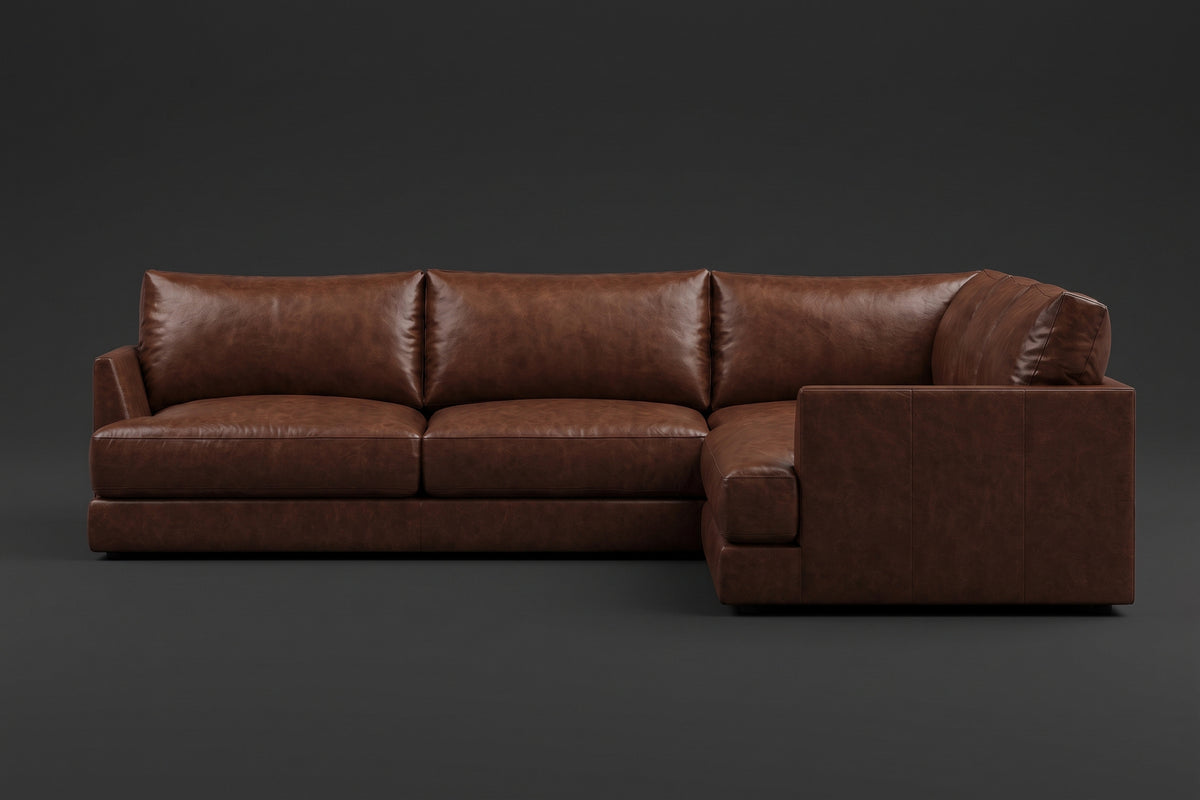 Serena Distressed Leather Corner Sectional Sofa