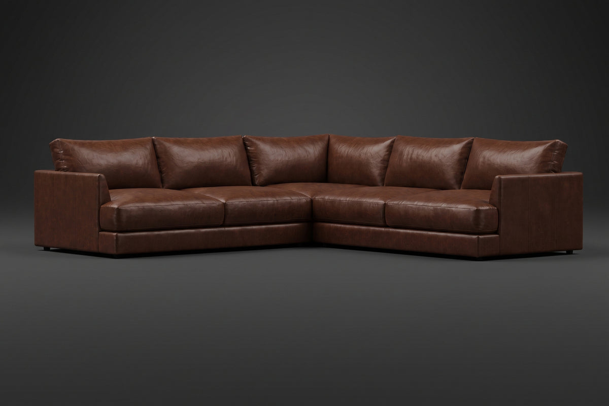 Serena Distressed Leather Corner Sectional Sofa